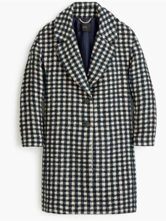 J. Crew Jackets & Blazers - OVERSIZED TOPCOAT IN CHECK TWEED, IVORY GREEN BLACK